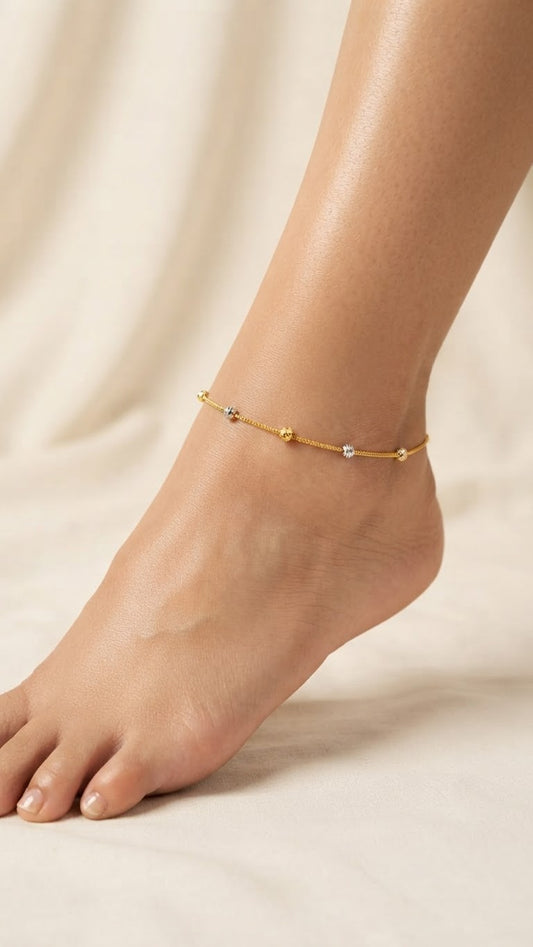 Gold Plated Bead Anklets