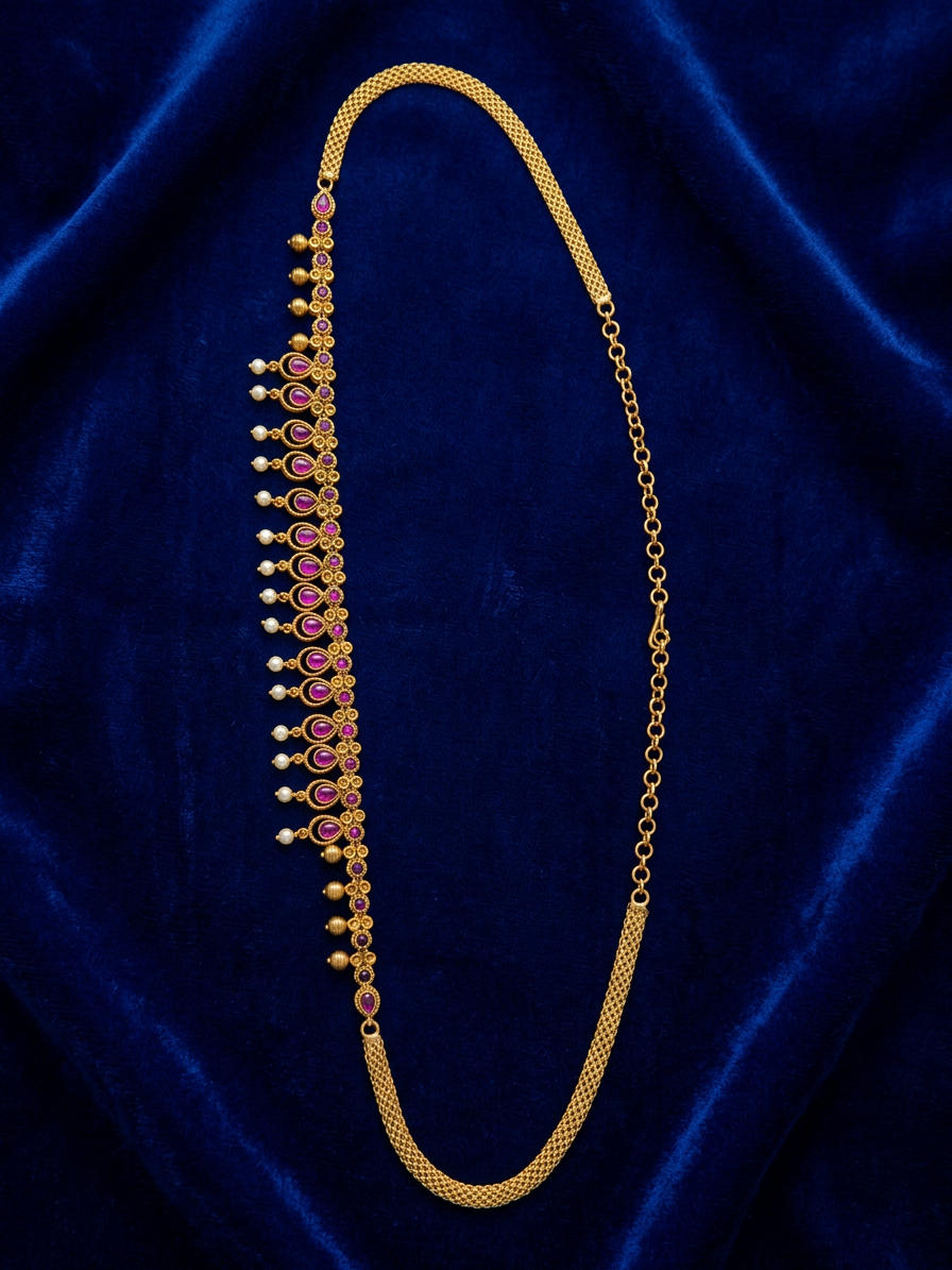 Classic Teardrop Ruby & Pearl Vaddanam