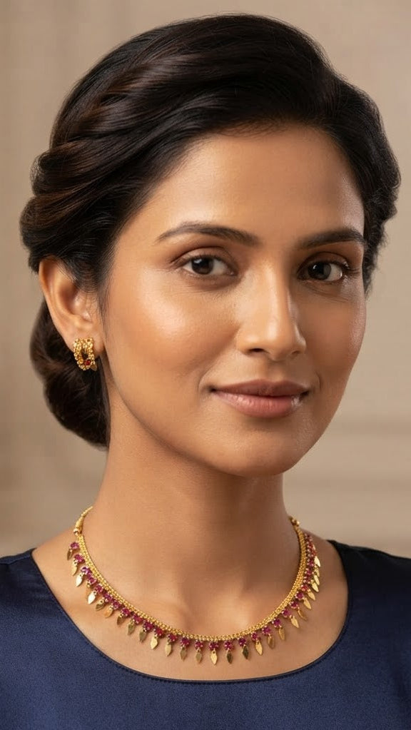 Gold plated ilakathali with ruby stones