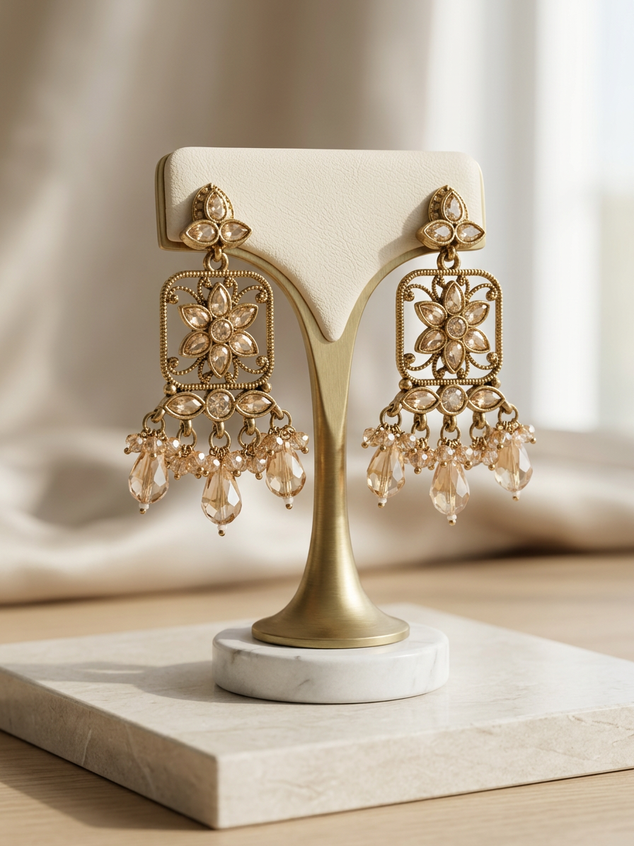 The Imperial Blossom Champagne Chandelier Earrings