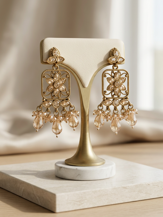 The Imperial Blossom Champagne Chandelier Earrings