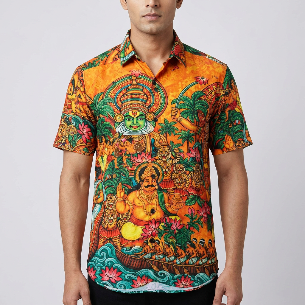 The Kerala Heritage Mural Print Shirt