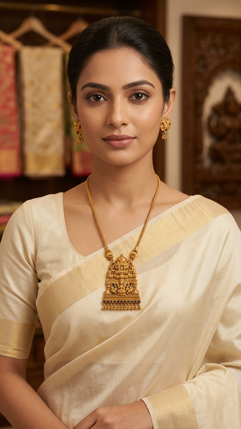 Gopuram Divine Antique Temple Long Necklace Set