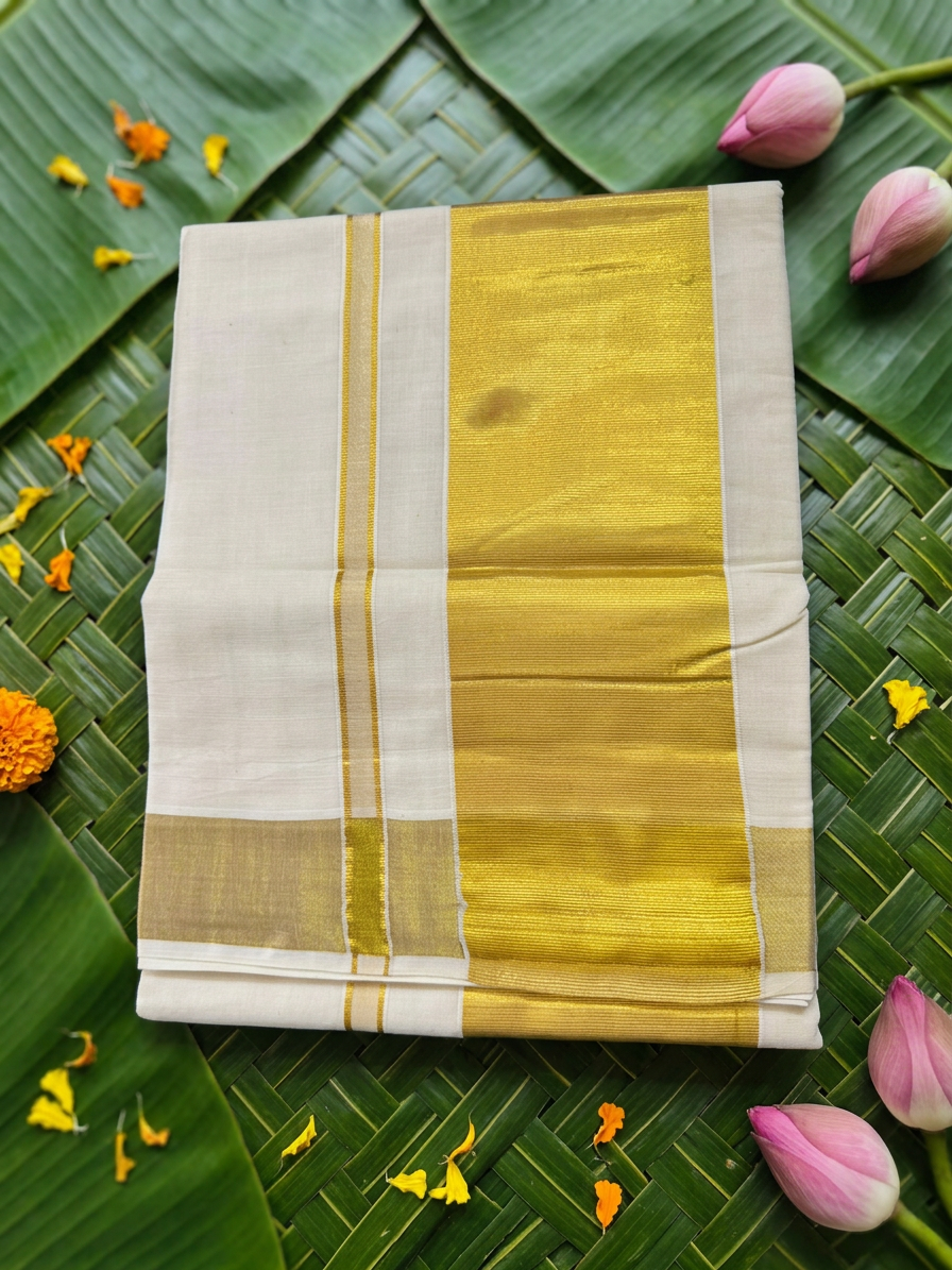 Timeless Heritage: Pure Cotton Broad Border Kasavu Saree
