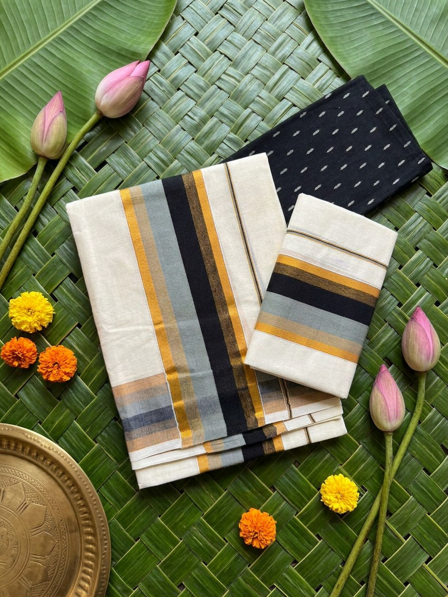 2.80 Meters Pure Cotton Kerala Set Mundu
