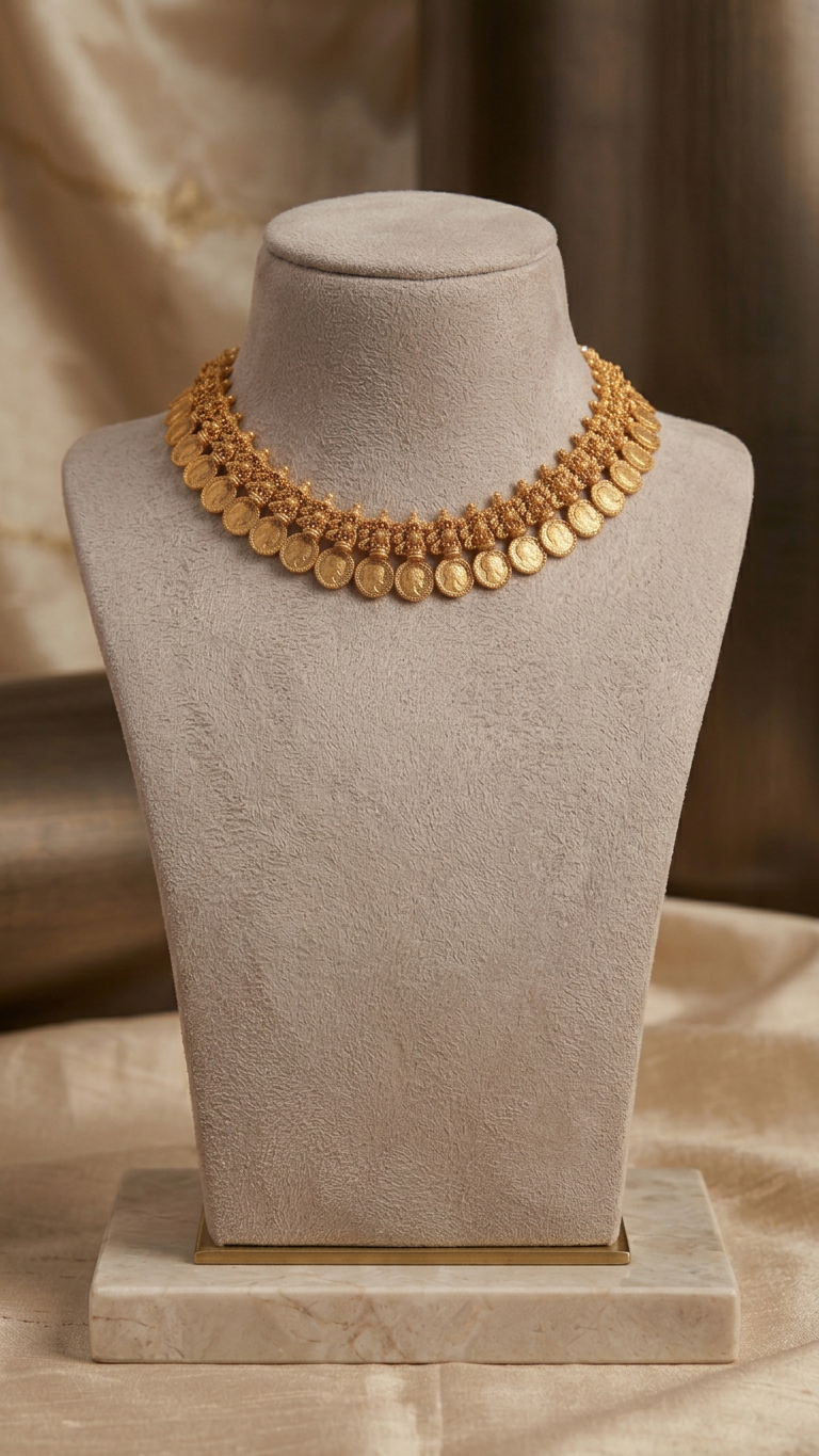 Traditional Antique Gold Kasu Mala Choker Set