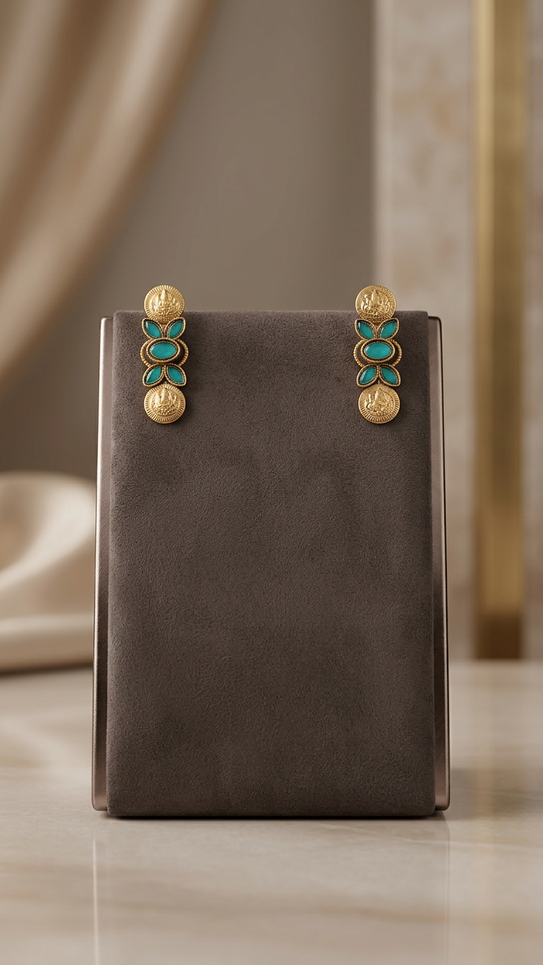 Traditional Matte Gold Lakshmi Coin & Emerald Stone Choker Set