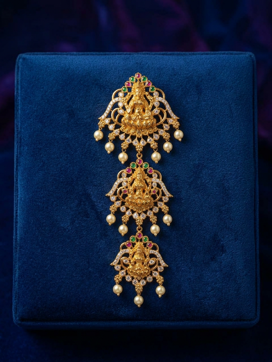 Gold Goddess Lakshmi Arch Three-Tiered Jada Billa