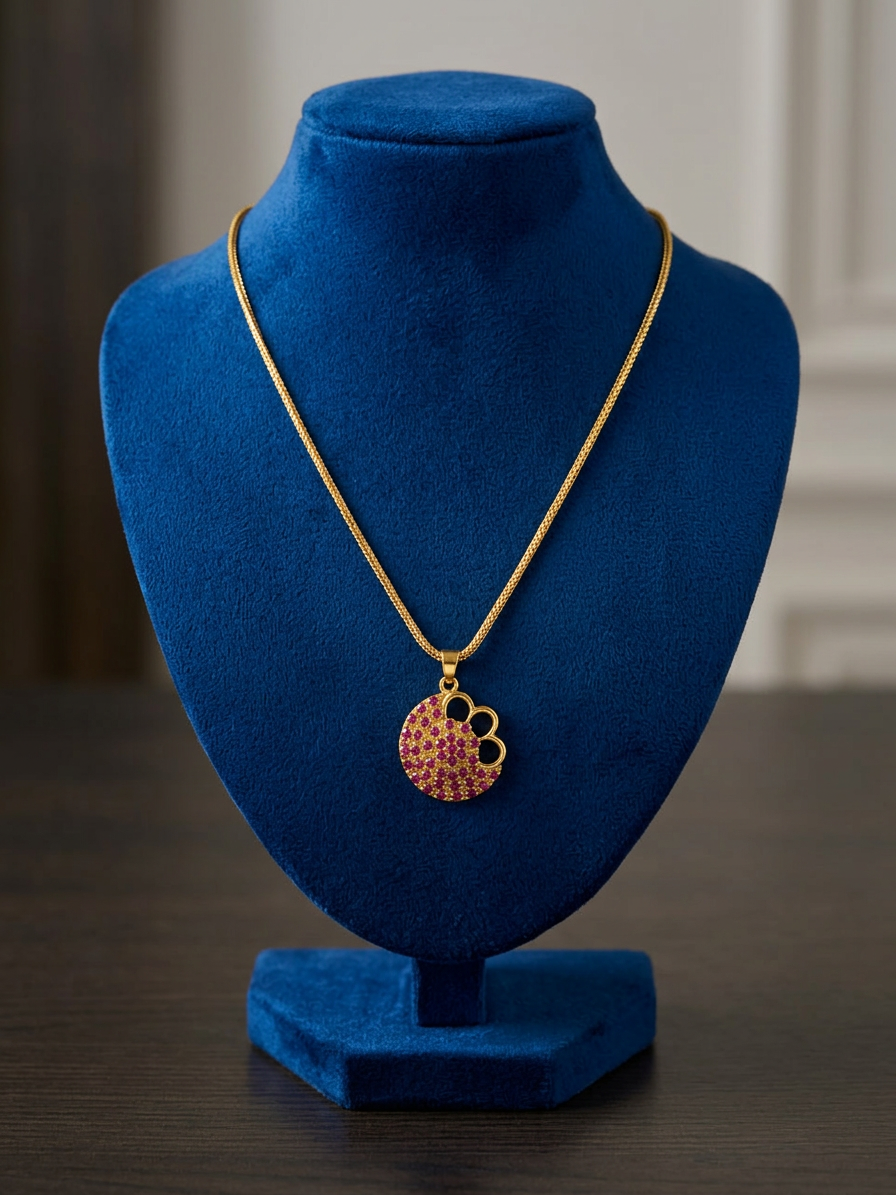 Contemporary Gold & CZ Asymmetrical Floral Pendant Necklace