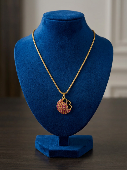 Contemporary Gold & CZ Asymmetrical Floral Pendant Necklace