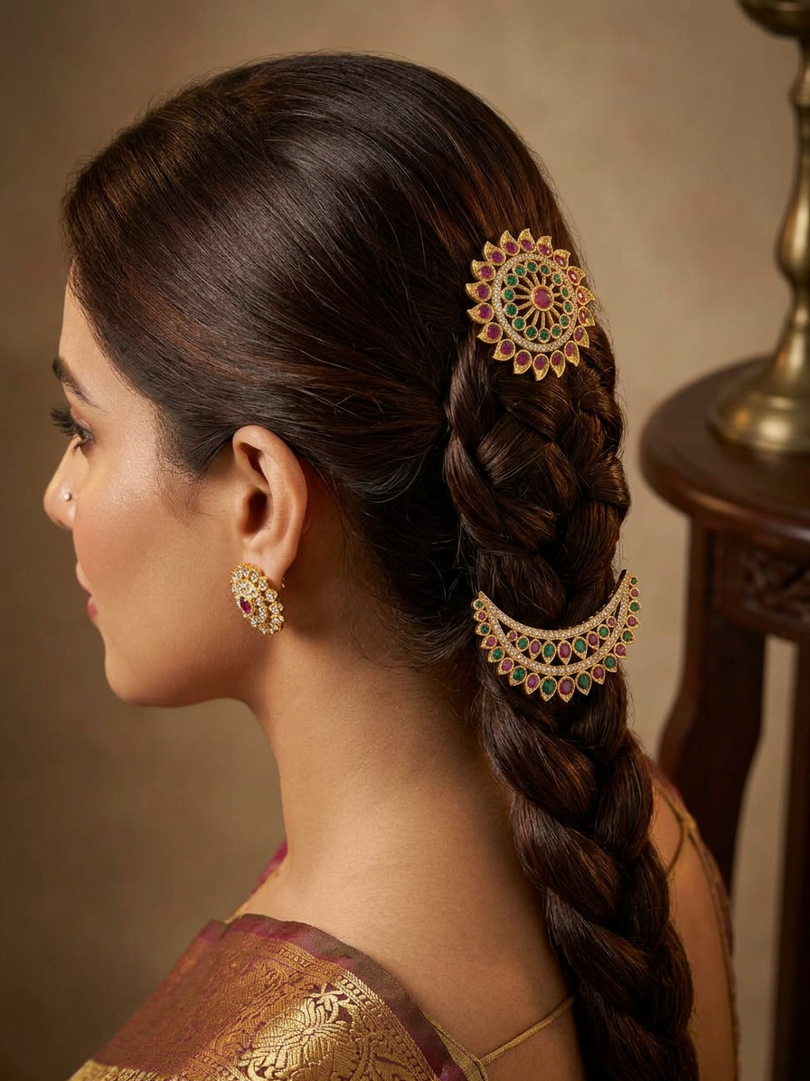 Gold Surya & Chandra Pirai Sun & Moon Hair Accessories