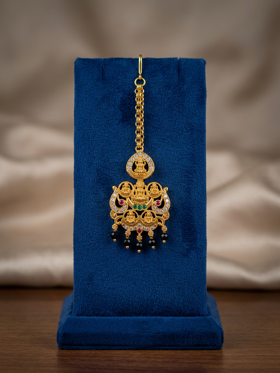 Antique Gold Multi-Lakshmi Temple Maang Tikka
