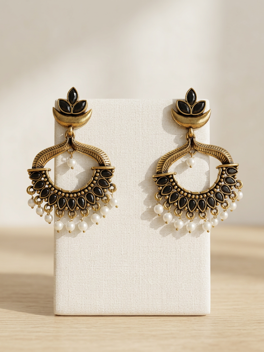 Antique Gold Chandbali Earrings