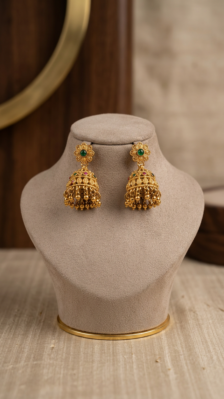 Traditional Matte Gold Rawa Work Kemp Choker Set