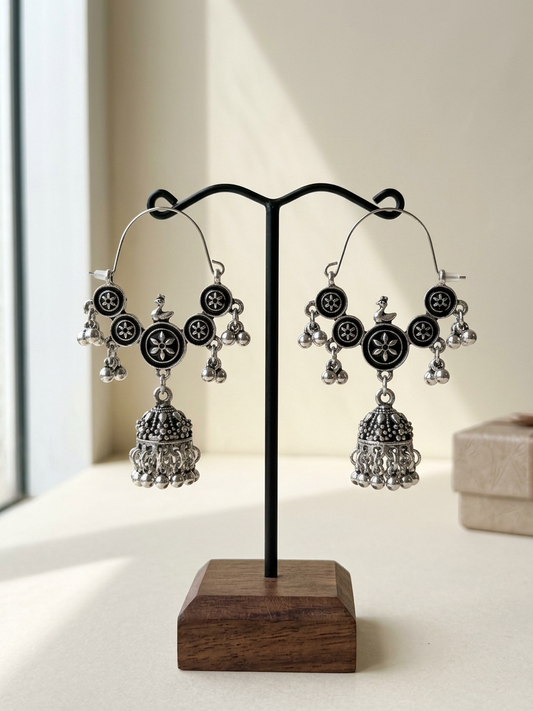 Peacock Arc Hoop Jhumka Earrings