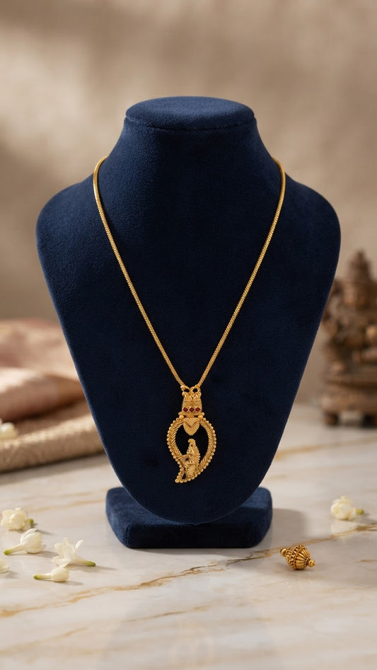 Gold plated Green Palaka with Lord Krishna Pendant Necklace