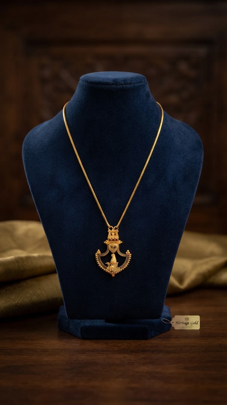 Gold plated Green Palaka with Lord Kriahna Pendant Necklace
