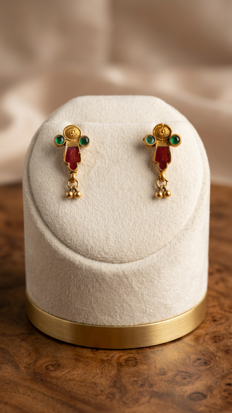 Delicate Antique Gold Ruby & Emerald Motif Choker Set