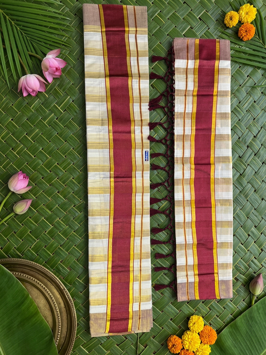 Handwoven Pure Cotton Kerala Set Mundu
