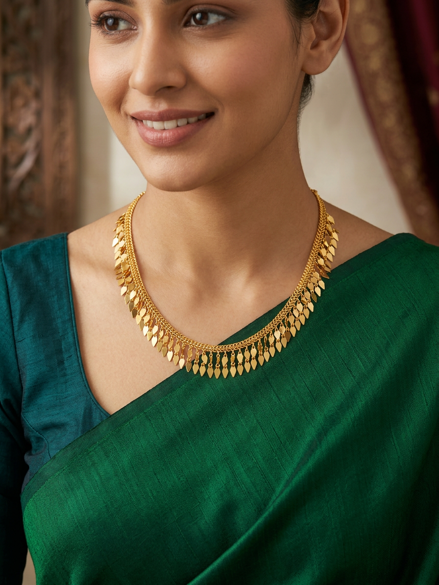 Swarna Geometric Fringe Choker Necklace - Elakkathaali