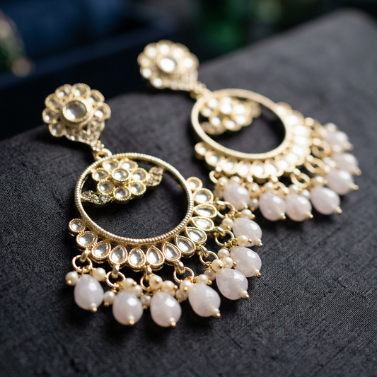 Majestic Kundan Teardrop Circular Earrings