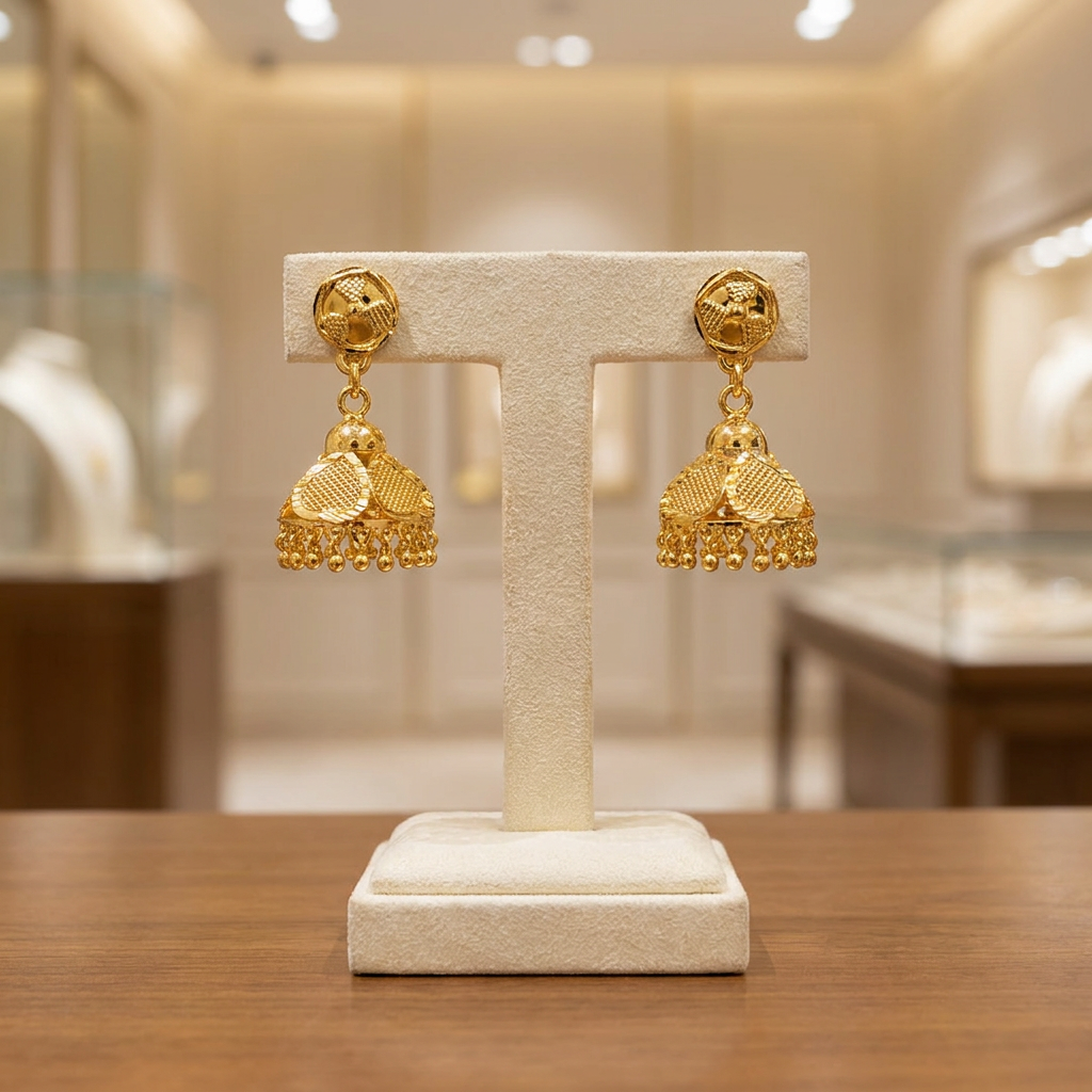 Aaradhya Traditional Floral Gold Jhumkas