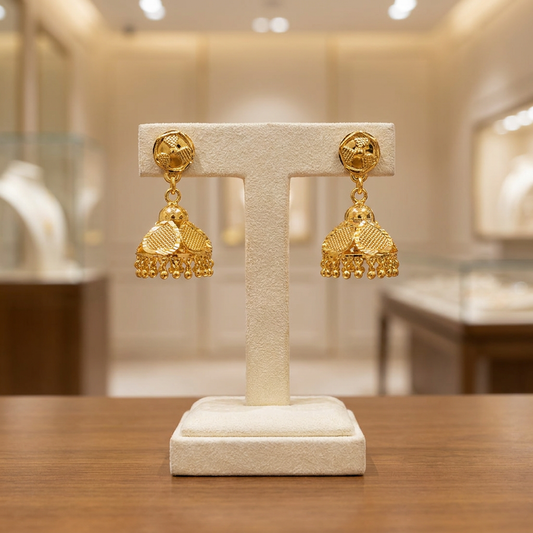 Aaradhya Traditional Floral Gold Jhumkas