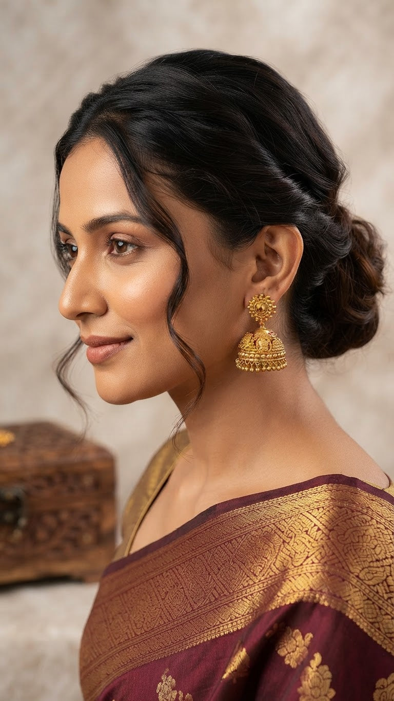 Traditional Gold-Plated Lakshmi Jumka earrings