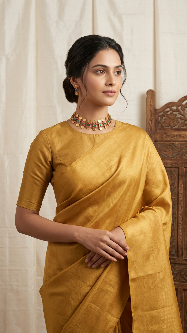 Traditional Matte Gold Lakshmi Coin & Emerald Stone Choker Set