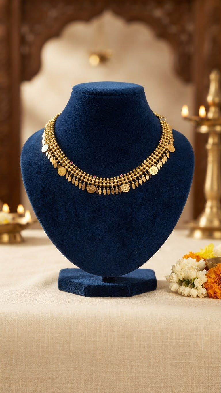 Gold Plated Kerala traditional Ilakathali with Kasu Necklace
