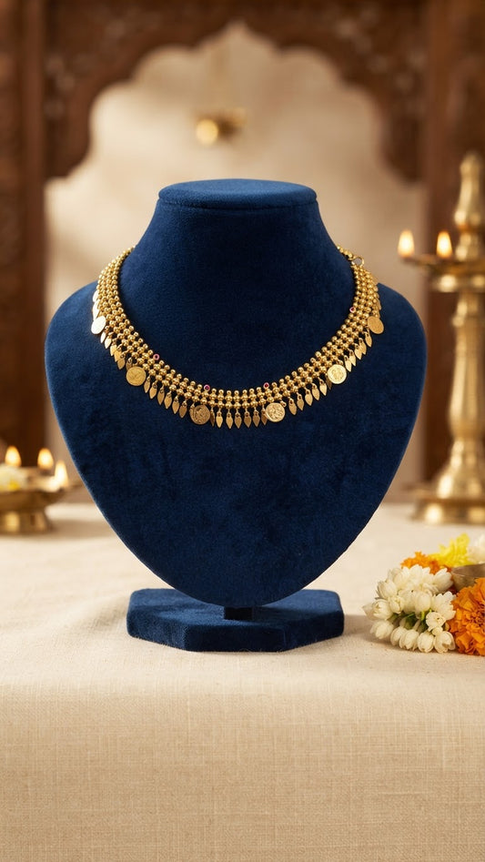 Gold Plated Kerala traditional Ilakathali with Kasu Necklace