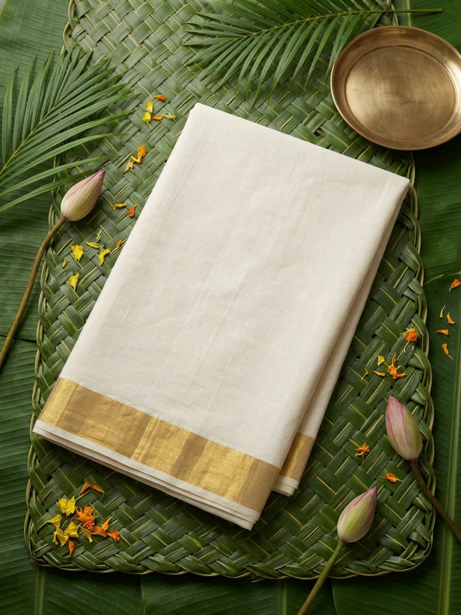Timeless Heritage: Pure Cotton Broad Border Kasavu Saree