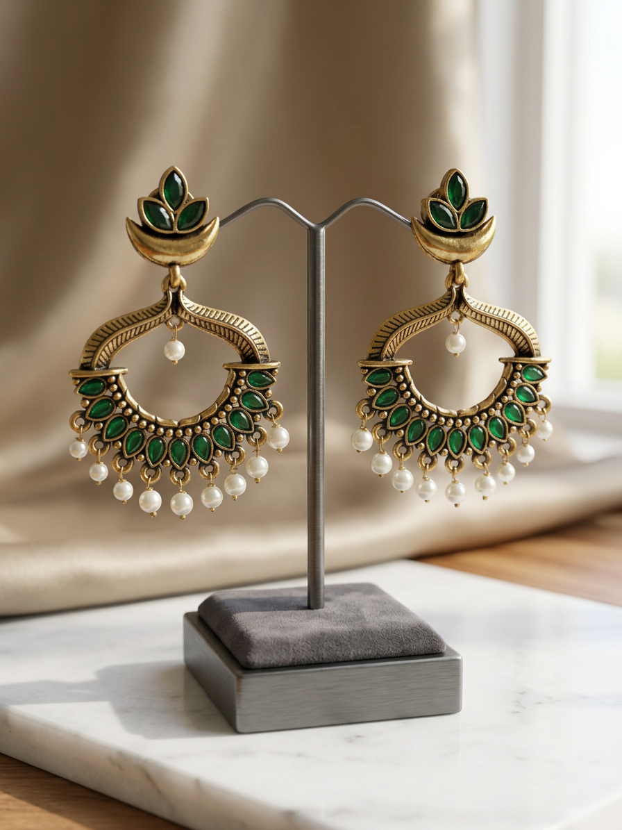 Antique Gold Chandbali Earrings