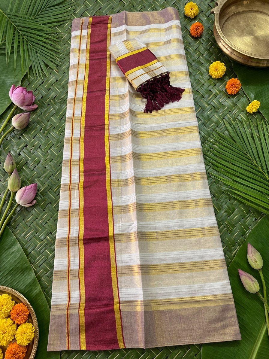 Handwoven Pure Cotton Kerala Set Mundu