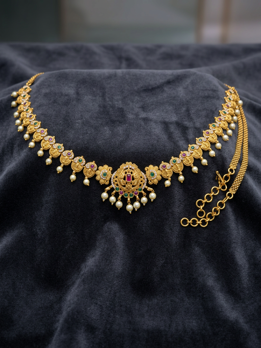 Traditional Antique Gold Coin Bridal Vaddanam