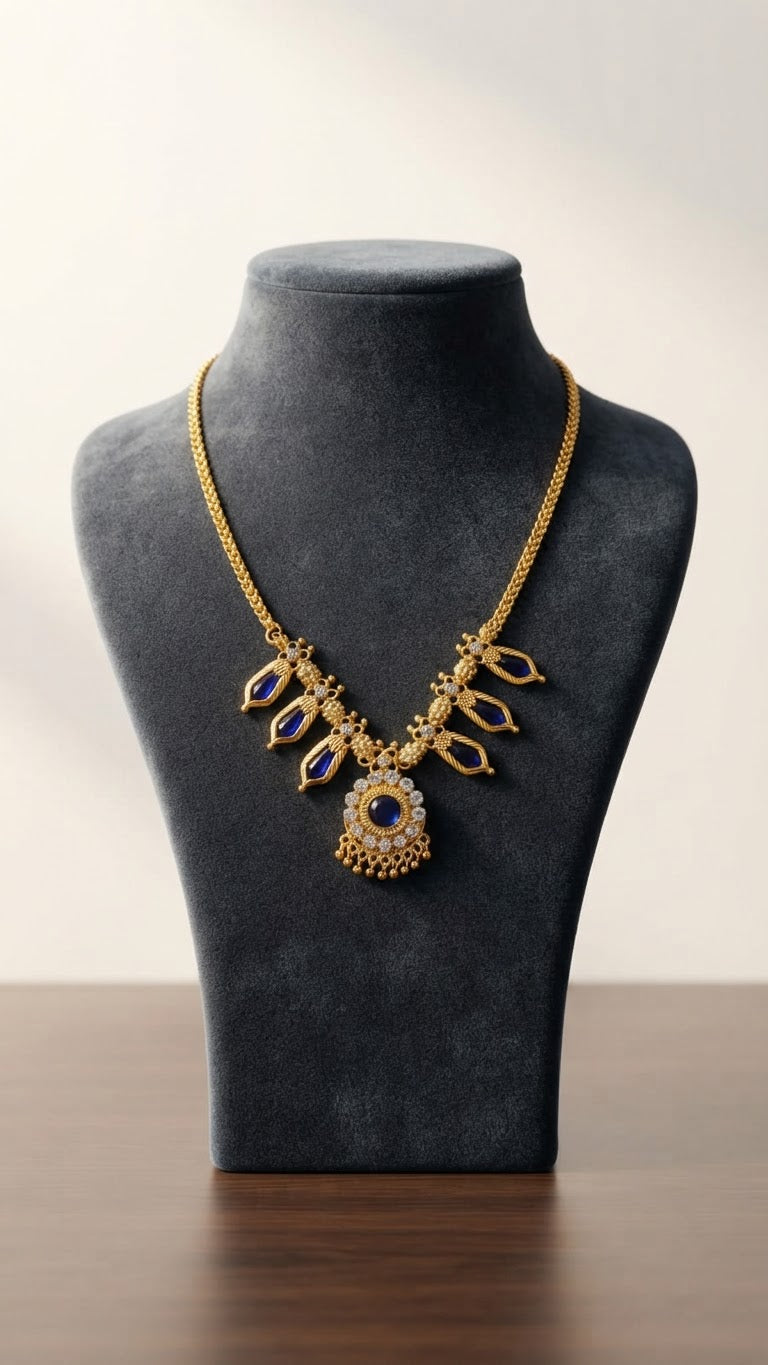 Gold plated Traditional Blue Nagapadam Necklace