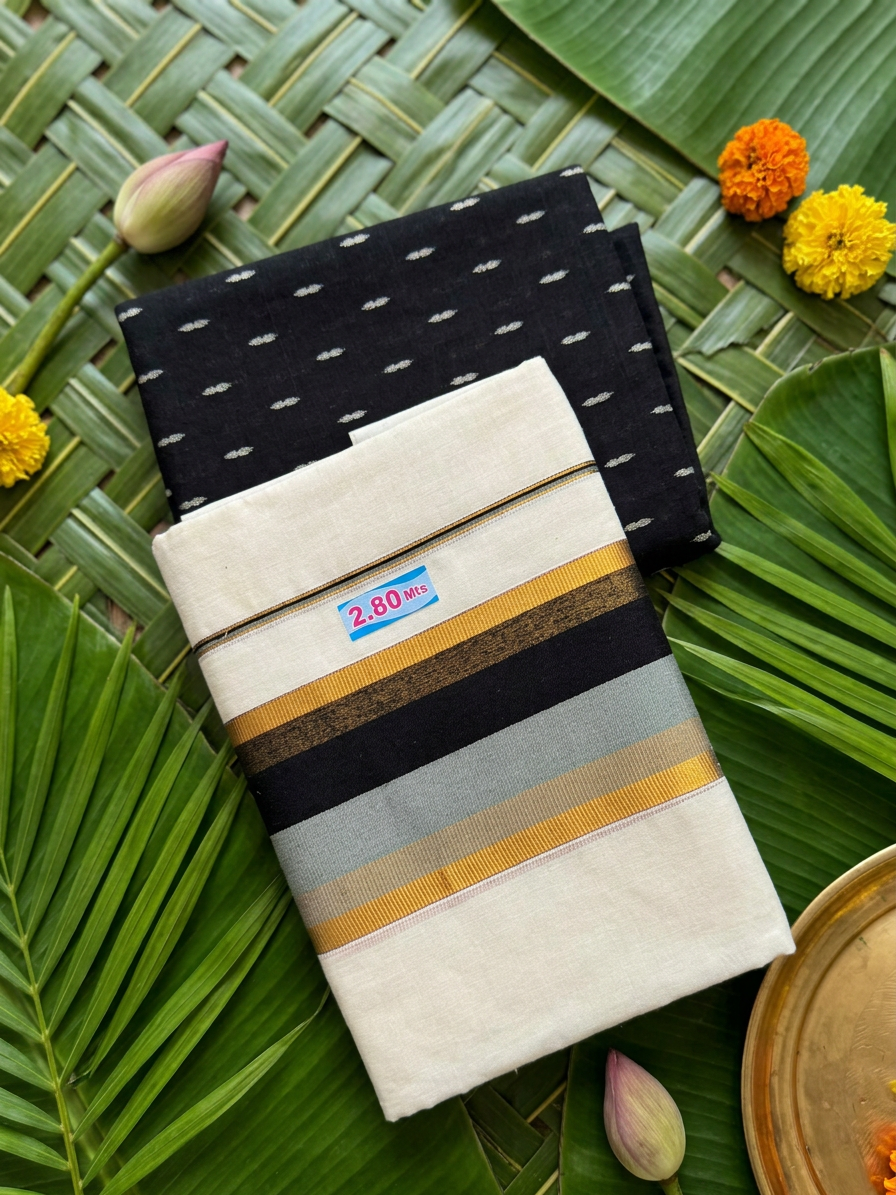2.80 Meters Pure Cotton Kerala Set Mundu