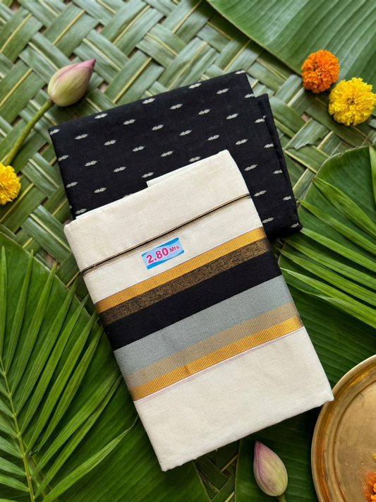 2.80 Meters Pure Cotton Kerala Set Mundu