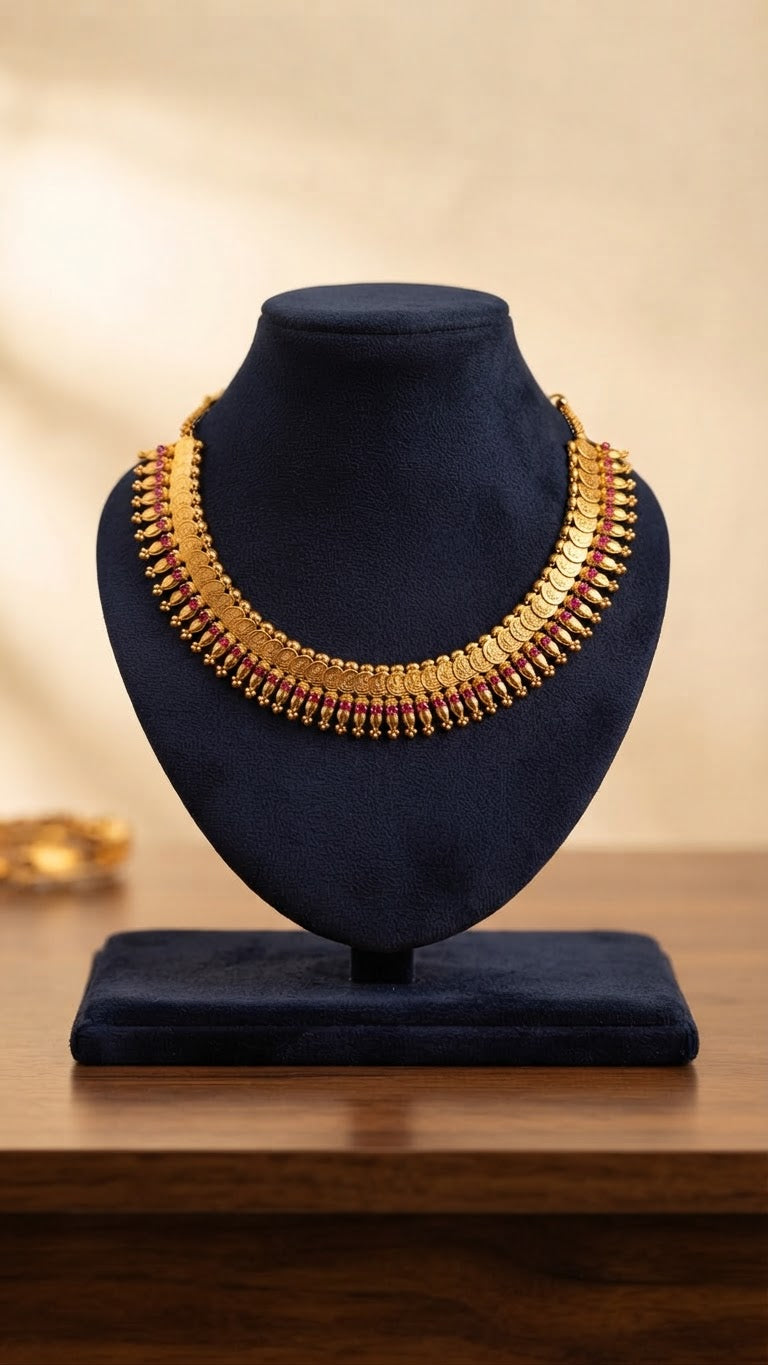 Gold Plated Traditional Kasu Necklace set