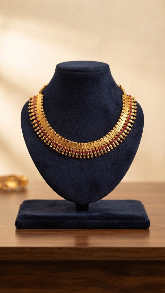 Gold Plated Traditional Kasu Necklace set