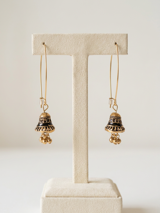 Minimalist Bell Jhumka Long Wire Earrings