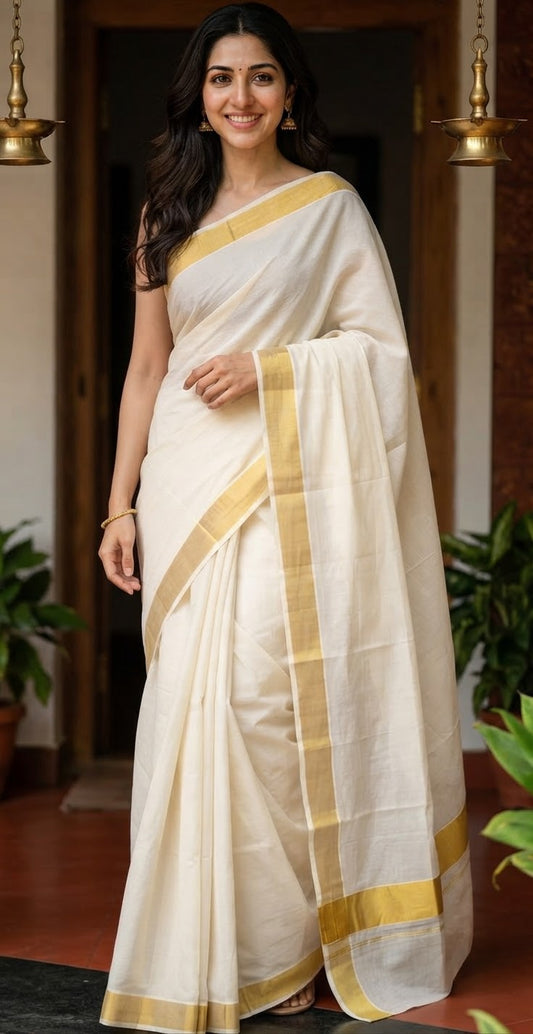 Traditional Kerala Kasavu Saree