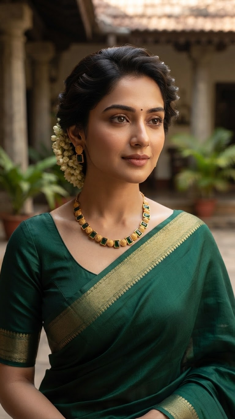 Gold plated Emerald Green Necklace set