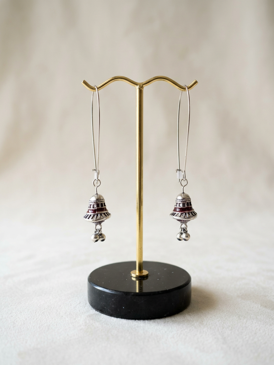 Minimalist Bell Jhumka Long Wire Earrings