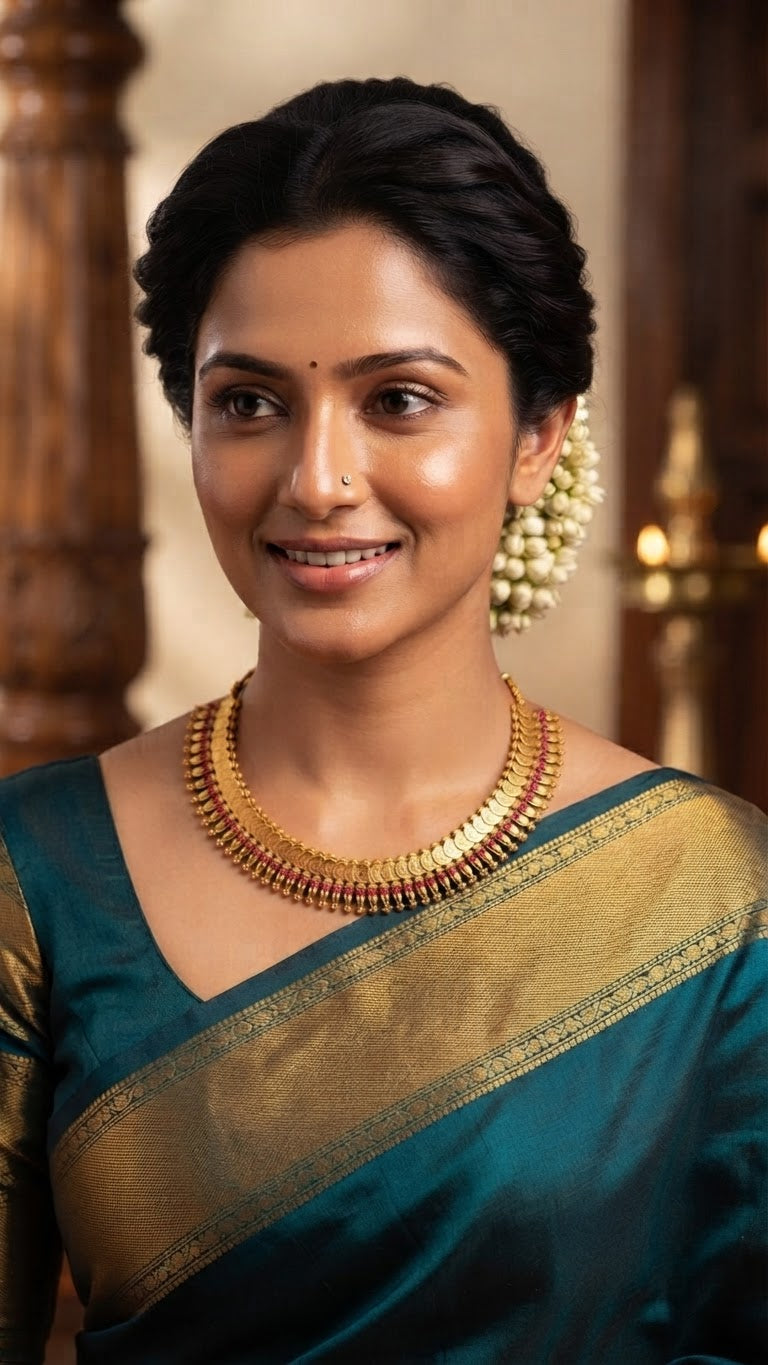 Gold Plated Traditional Kasu Necklace set
