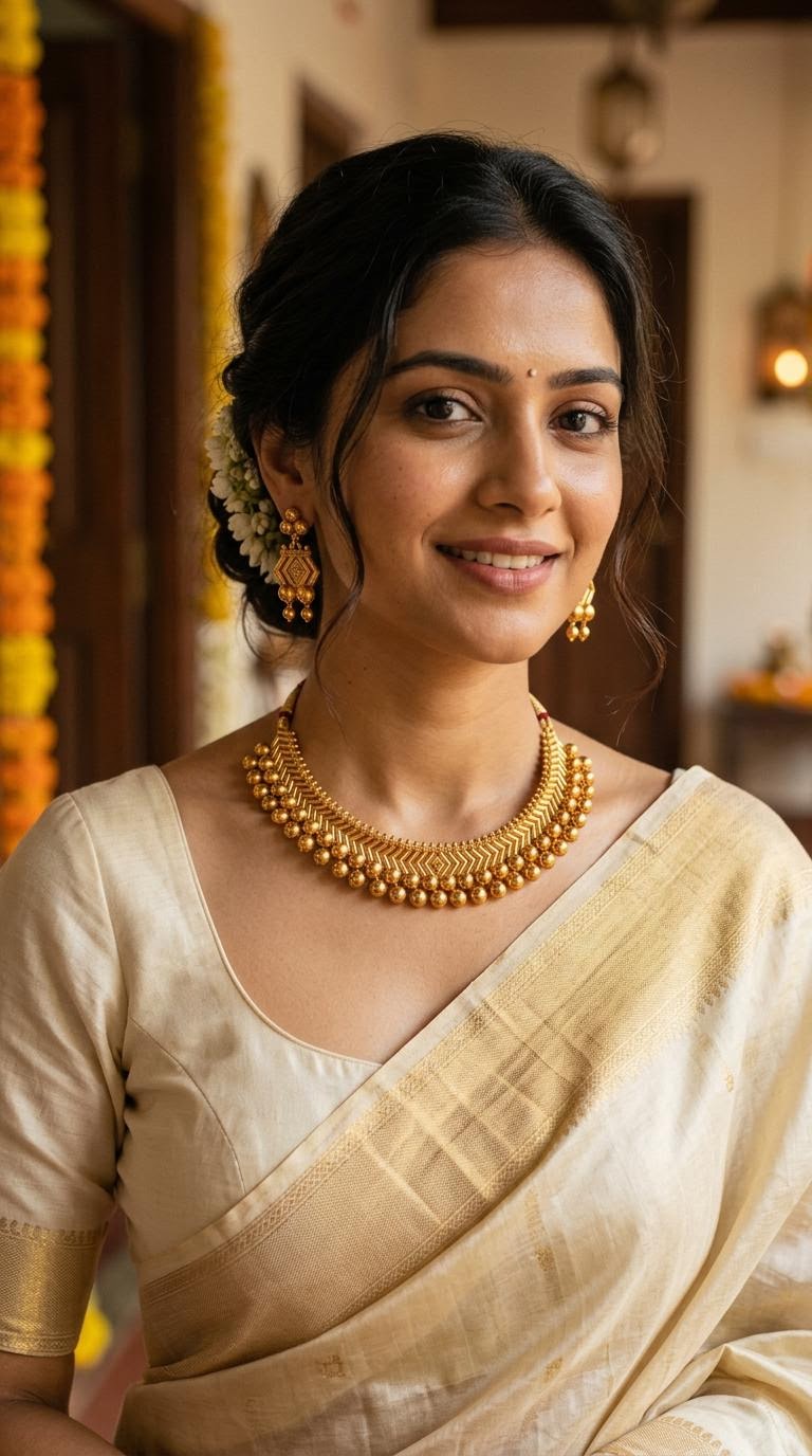 Traditional Antique Gold Geometric Beaded Choker Set