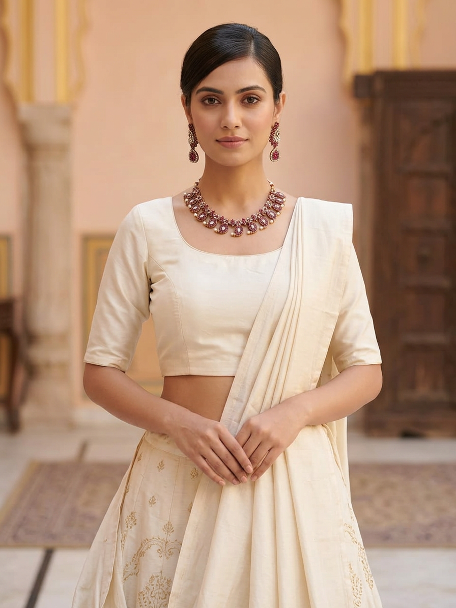 Traditional Antique Gold Kundan Mango Motif (Manga Malai) Necklace Set