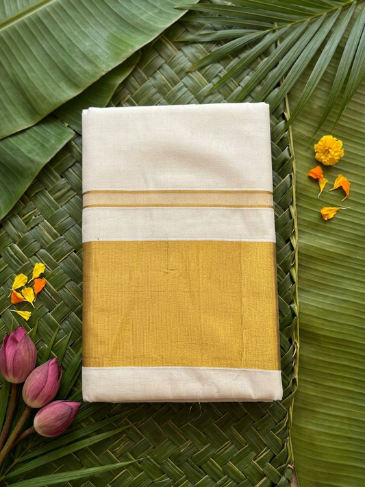Timeless Heritage: Pure Cotton Broad Border Kasavu Saree