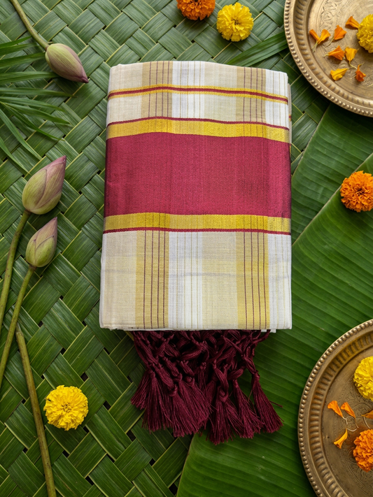 Handwoven Pure Cotton Kerala Set Mundu