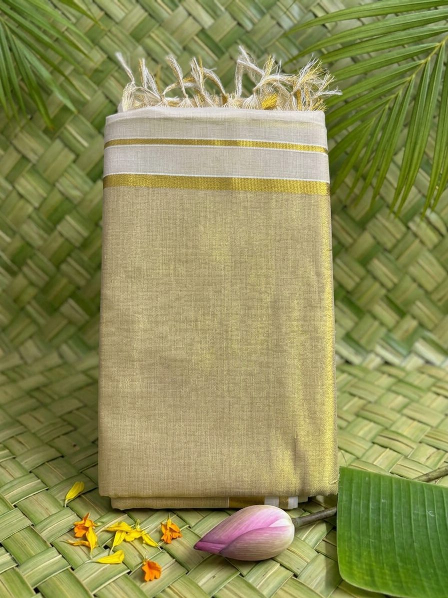 Regal Golden Temple Border Tissue Saree